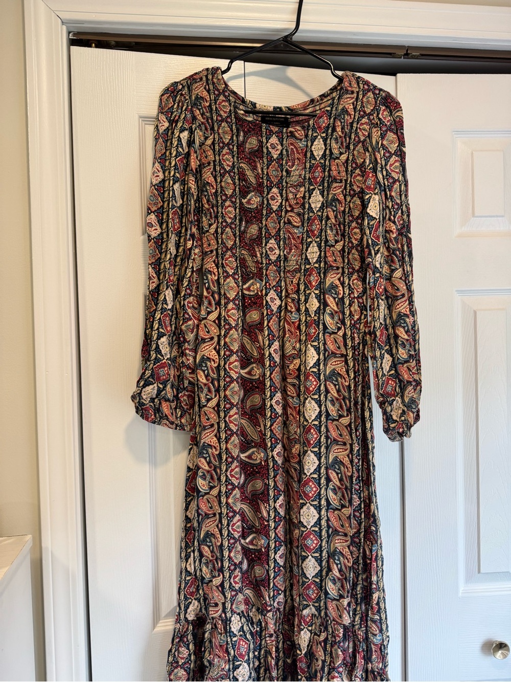 Urban Outfitters Burgundy Paisley Long Sleeve Maxi Dress